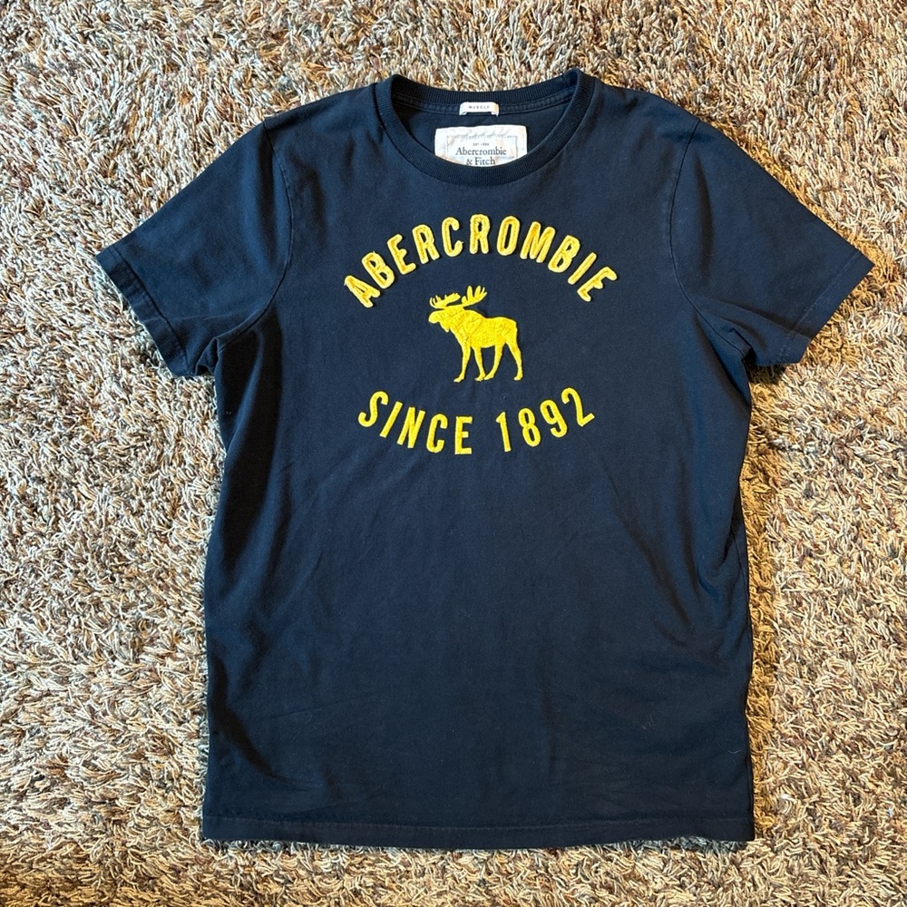 Abercrombie & Fitch Blue and Yellow Short Sleeve Tee